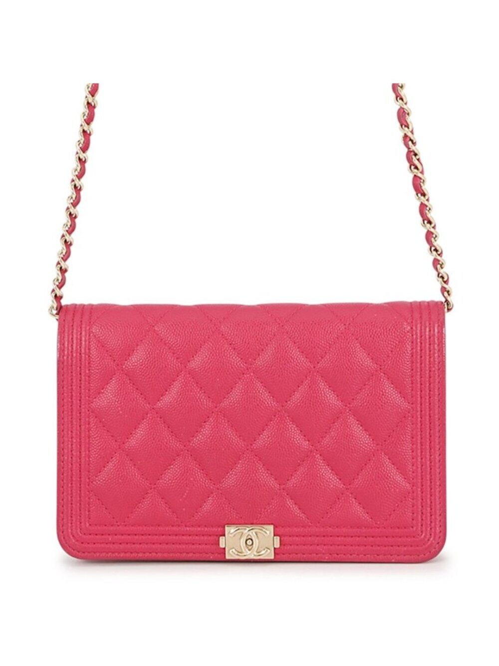 Chanel Chain Wallet Boy CC Logo Caviar Leather Shoulder Bag